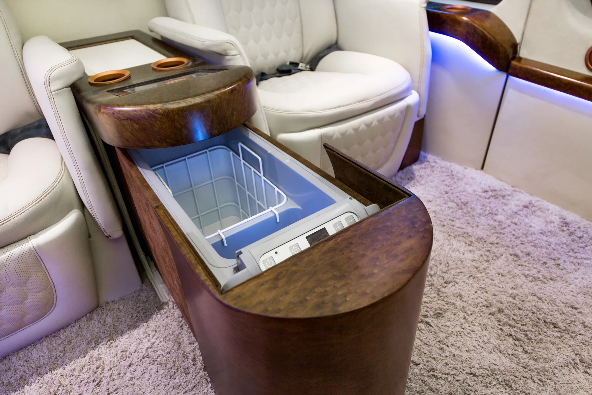 Integrated refrigerator and service console
