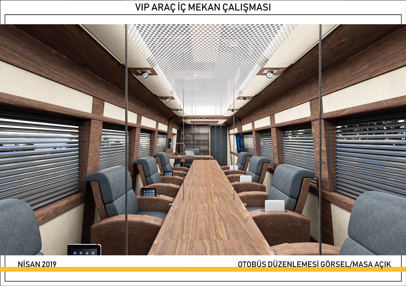 Executive meeting and office bus meeting mode concept render