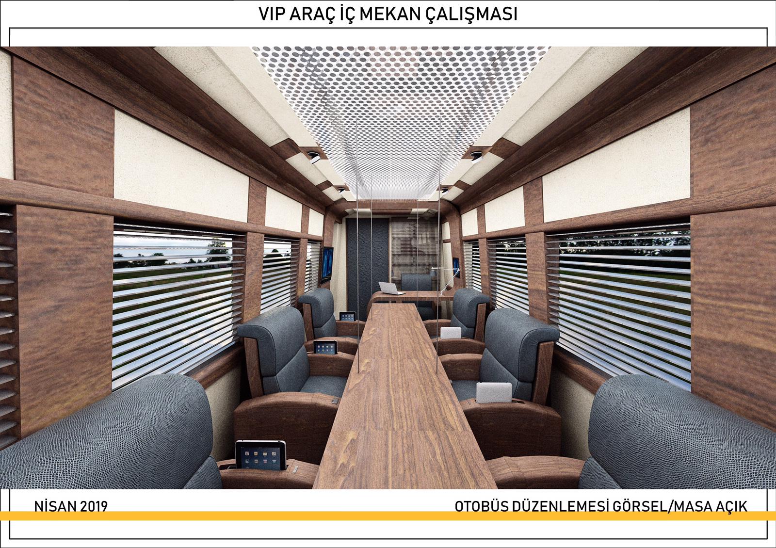 Executive meeting and office bus alternative meeting layout concept render