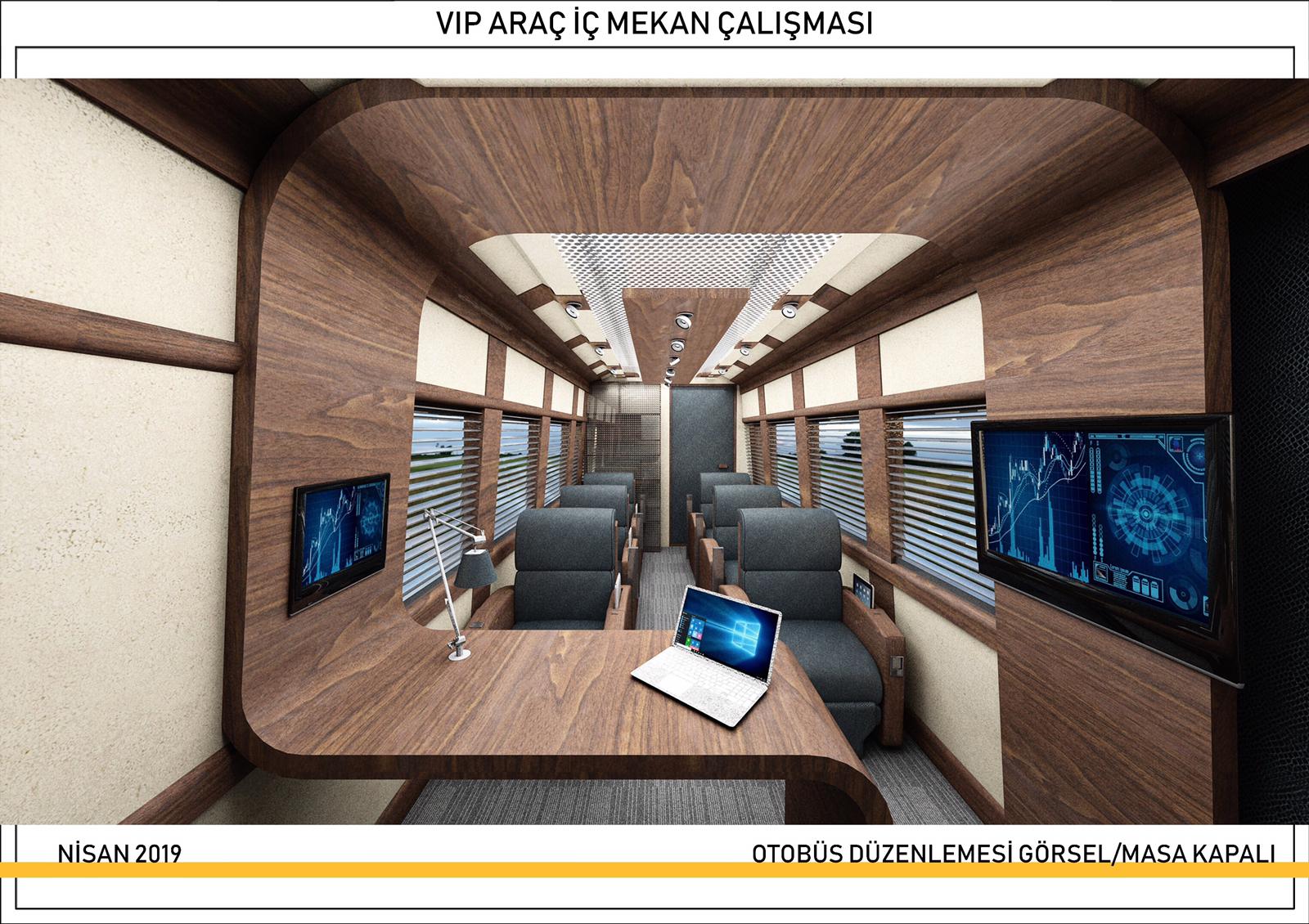 Executive meeting and office bus executive office concept render