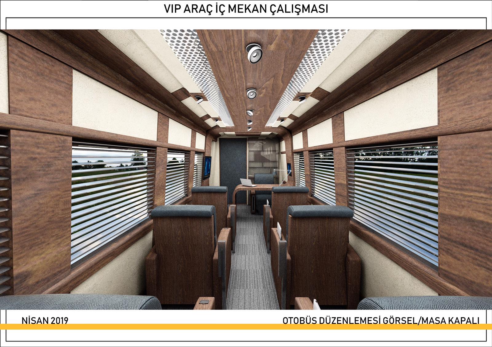 Executive meeting and office bus travel mode concept render