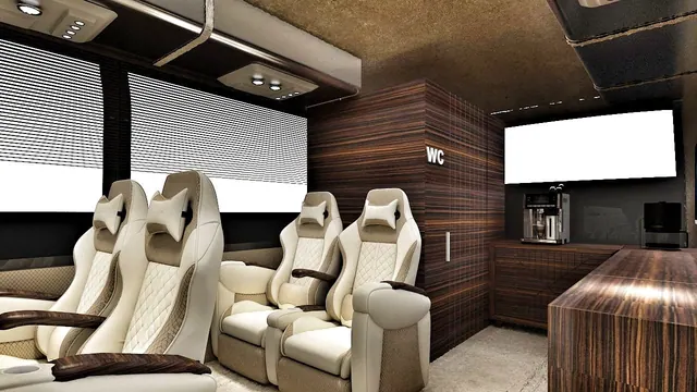 Enlarge the multipurpose protocol bus passenger lounge render